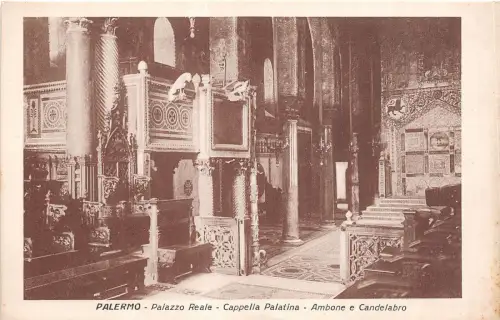 Br35264 Palermo Palazzo Reale Cappella Platina Ambone e Candelabro italy