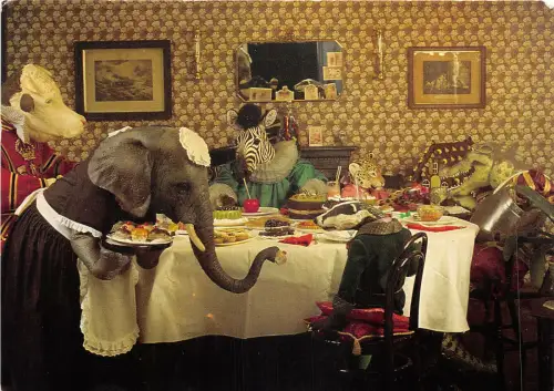 uk51879 animals tea party madame tussauds london uk humanisiert