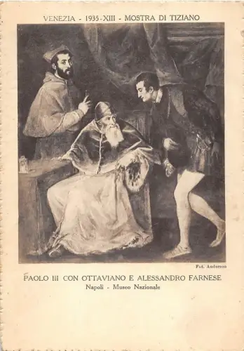 B6860 Arts Peintures Tiziano Paolo III Con Ottaviano e Alessandro Farnese Napoli