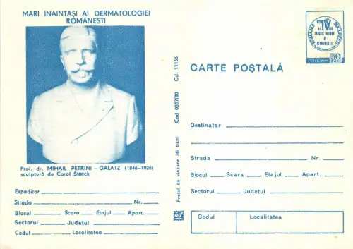 B8267 Entier Postaux Rumänische Derma Dermathologie Ärzte Mihail Petrini Galatz