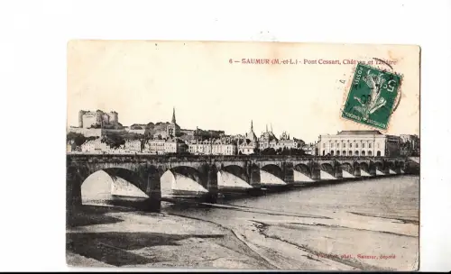 BF12224 pont cessart chateau et theatre saumur france front/back image