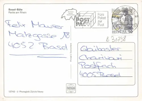 B31738 Basel Bale Partie am Rhein Schweiz