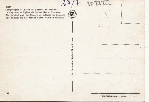 BF23222 roma campidoglio e chiesa di s maria in aracie italy front/back image