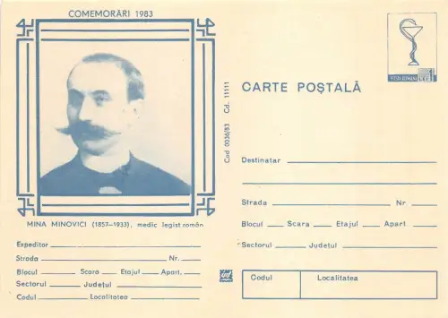 B8196 Entier Postaux Roumain Docteurs Medizin Legistin Mina Minovici