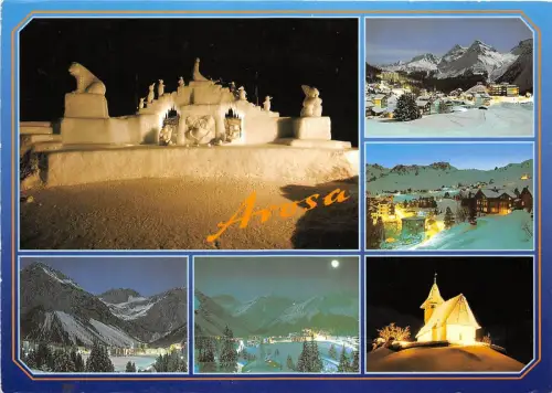 B33324 Arosa bei Nacht Schweiz