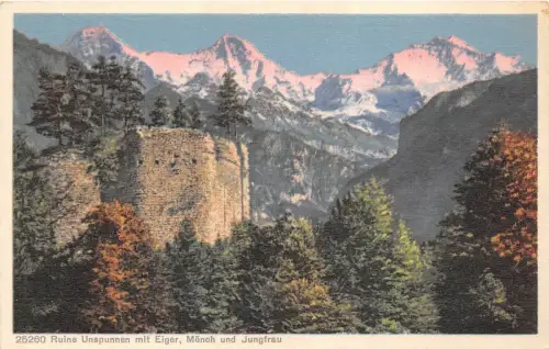 B5444 Ruine Unspunnen mit Elger Mönch und Jungfrau