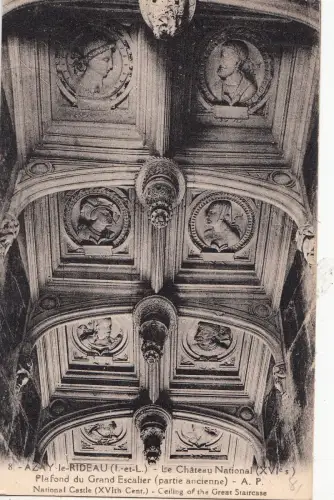 BF11362 plafond du gr le chateau national azay le rideau france front/back image