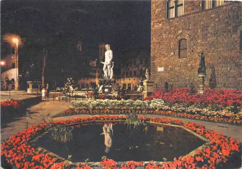 B33729 Firenze Platz der Signoria Nachtansicht Italien