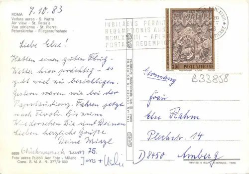 B33858 Roma Luftansicht St Peter Italien