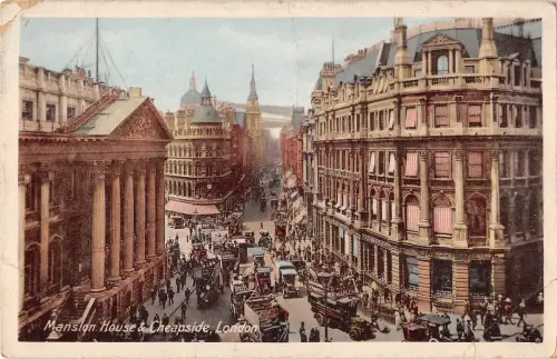 BR93945 Herrenhaus und Cheapside London Doppeldeckerbus UK