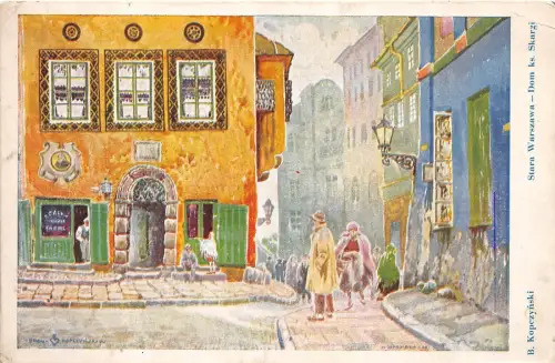 B86610 stara warszawa warsaw dom ks skargi b kopezynski painting poland