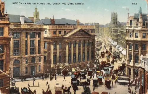 BR79643 london mansion house and queen victoria street uk