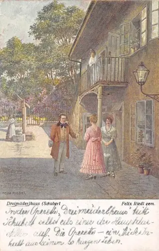 B3503 Österreich Wiener Kundst Felix Riedel Illustration 1924 Front/Back Scan