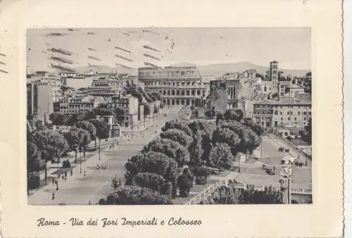 BF32729 roma via dei fori imperiali e colosseo italy front/back image