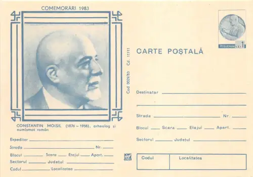 B8191 Entier Postaux Rumänischer Achäologe Constantin Moisil