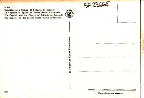 BF23665 campidoglio e chiesa di s maria roma italy front/back image