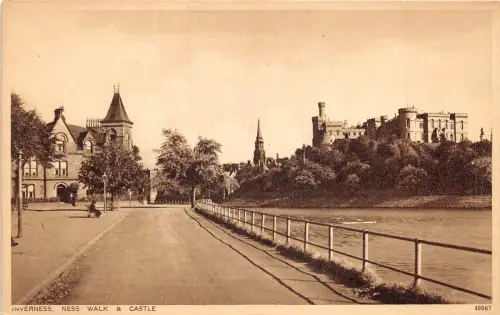 br109450 ness walk and castle inverness scotland real photo uk