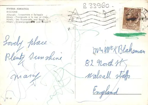 B33960 Riviera Adriatica Riccione Hotels Meerpromenade und Strand Italien