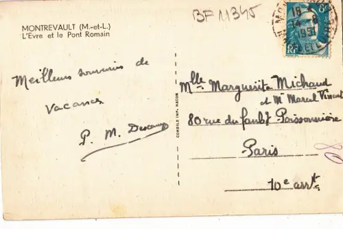 BF11345 montrevault l evre et le pont romain m et l france front/back image