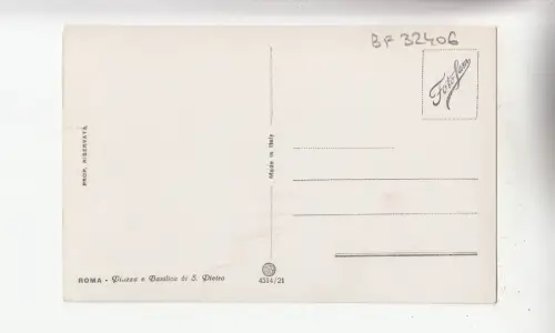 BF32406 piazza e basilica di s pietro roma italy front/back image