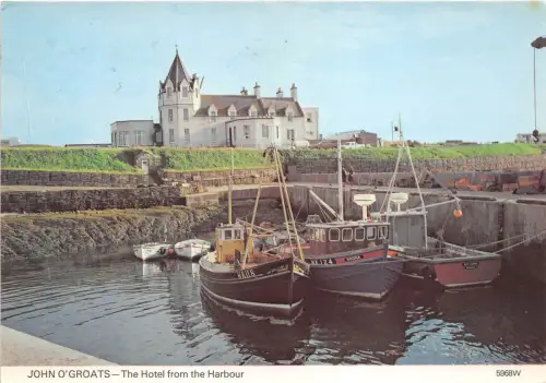 B87055 john o groats the hotel from the harbour ship bateaux scotland