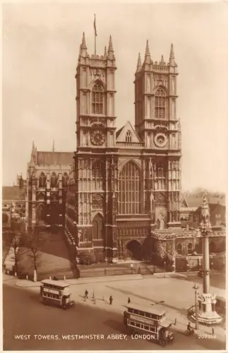 uk4397 westminster abbey west towers london echtfoto uk bus autobus