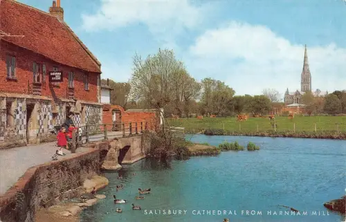 BR65918 Salisbury Cathedral from Harnham Mill UK 14x9cm