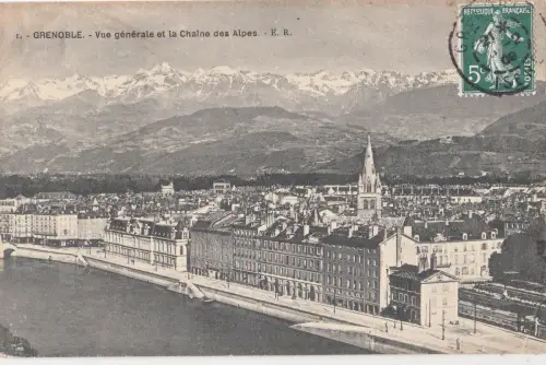 BF12035 grenoble vue generale et la chaine des alpes france front/back image