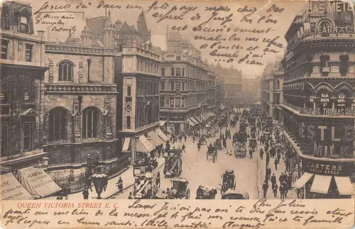 BR81488 Queen Victoria Street London Doppeldeckerbus UK