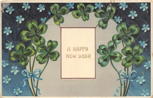 B2125 Fleurs Flowers Clover PPC used 1910 Holiday front/back scan