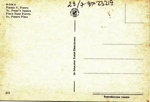 BF23219 roma piazza s pietro italy front/back image