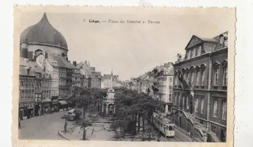 BF32563 liege place du marche et perron tramway belgien front/back image