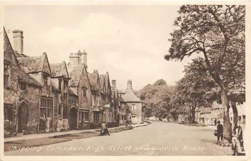 auk41472 high street and greville house chipping campden real photo uk