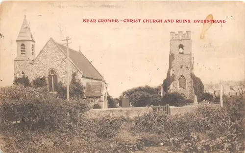 uk52354 christ church and ruins near cromer overstrand real photo uk