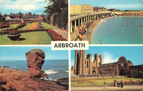 B101200 arbroath springfield park the abbey scotland 14x9cm