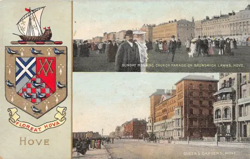 BR101629 Hove Queens Gardens Sunday Morning Church Parade Heraldic UK