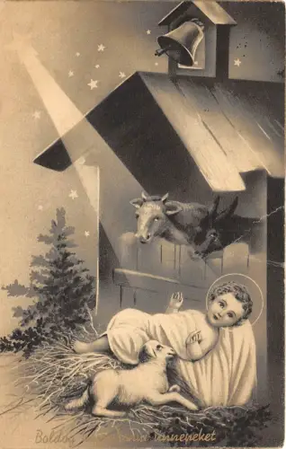 B2184 Illustration Enfant Jesus 1941l Künstler signiert Front/Back Scan