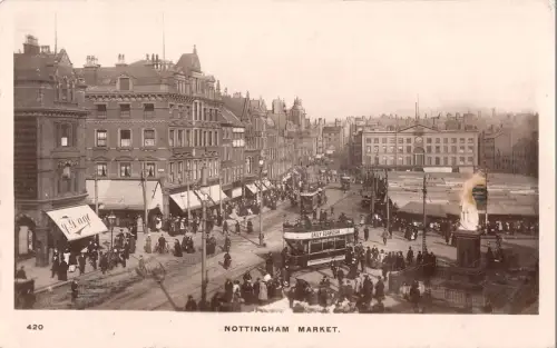 BR70407 Nottingham Market Double Decker Tramway UK