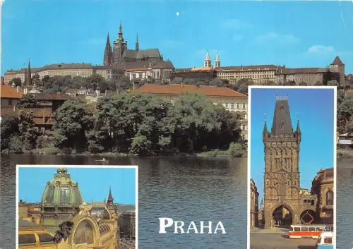 B44925 Praha Panoirama Prazskeho hradu Straßenbahn tschechisch