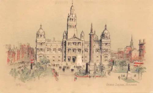 BR65049 George Square Postkarte Glasgow Schottland