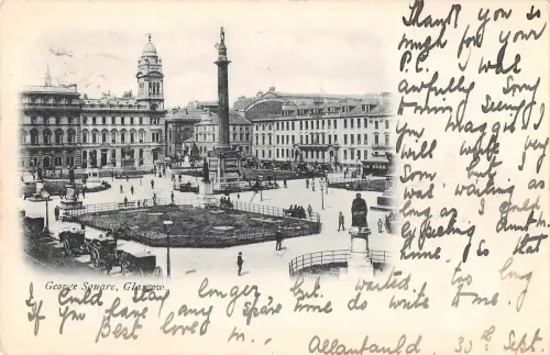 BR70605 George Square Litho Glasgow Schottland