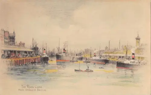 BR80508 der Fluss Clyde von George V Bridge Schiff Glasgow Postkarte Schottland
