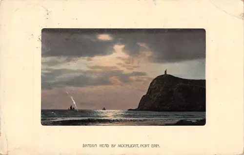 BR97621 Bradda Head by Moonlight Port Erin Isle of Man UK