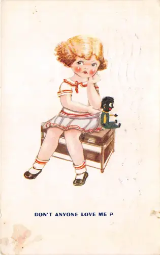 Lot349 Mädchen auf einem Stuhl Comic Postkarte Humor UK