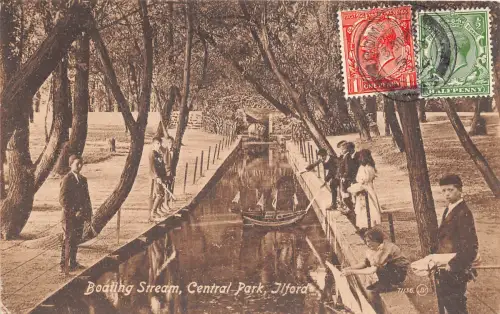 BR62325 Boating Stream Central Park Ilford UK TCV