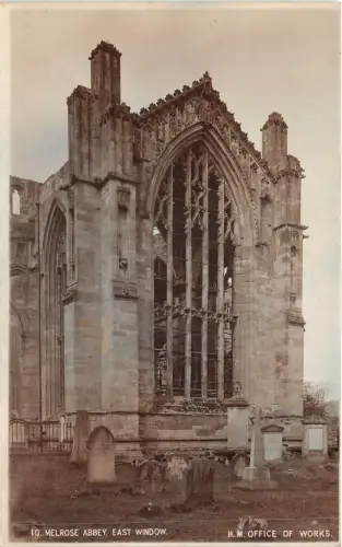 br109347 melrose abbey east window scotland real photo uk