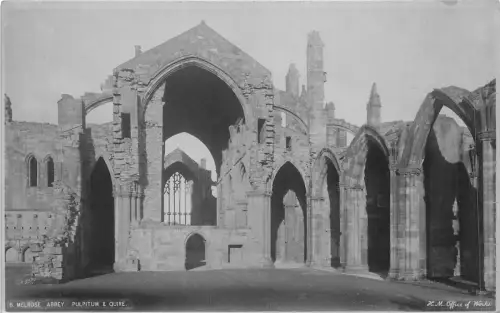br109348 pulpitum and quire melrose abbey scotland real photo uk