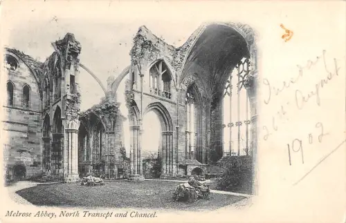uk19491 North Querschiff und Chor Melrose Abbey Schottland Echtfoto UK