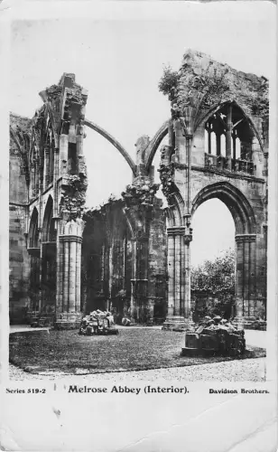 uk28368 interior melrose abbey scotland real photo uk