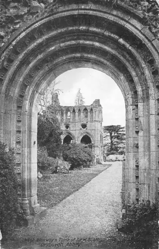 uk3875 west doorway & tomb of sir w scott dryburgh abbey scotland real photo uk